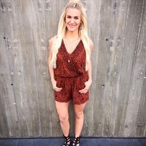 Mossimo Burnt Orange Sleeveless Boho Romper